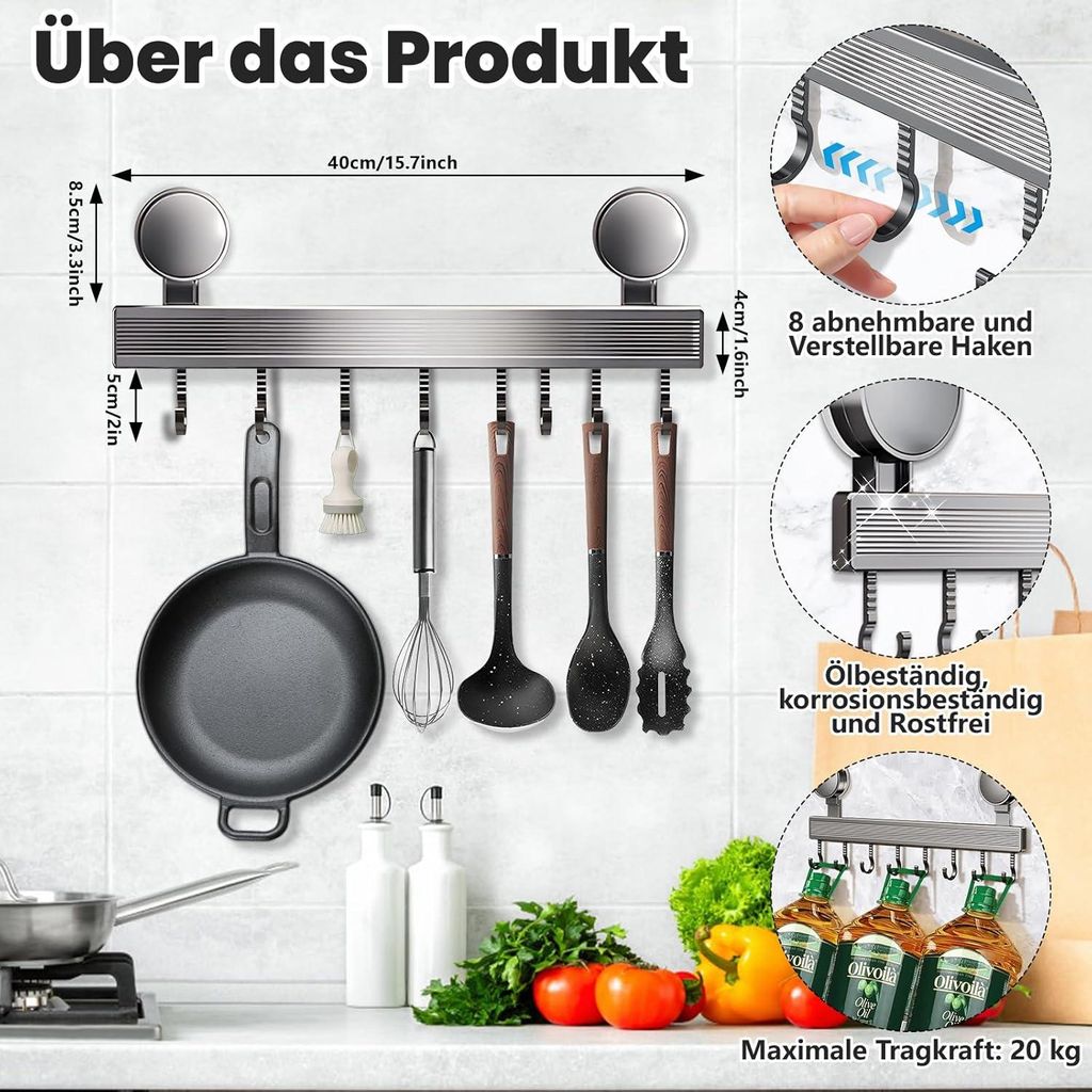 Hakenleiste Küche Ohne Bohren Küchenhaken mit Saugnapf