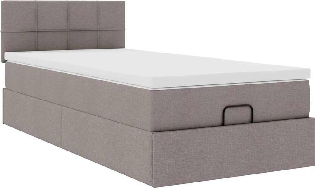 Ottoman-Bett mit Matratze Taupe 80x200 cm Stoff