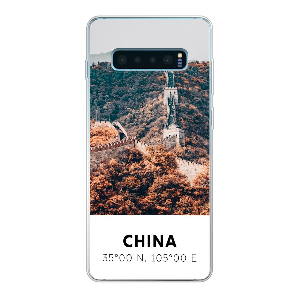 MuchoWow Handyhülle Schutzhülle Hülle für Samsung Galaxy S10 Plus China - Große Mauer - Herbst - Asien Silikon Softcase Handy Hülle - Schut...