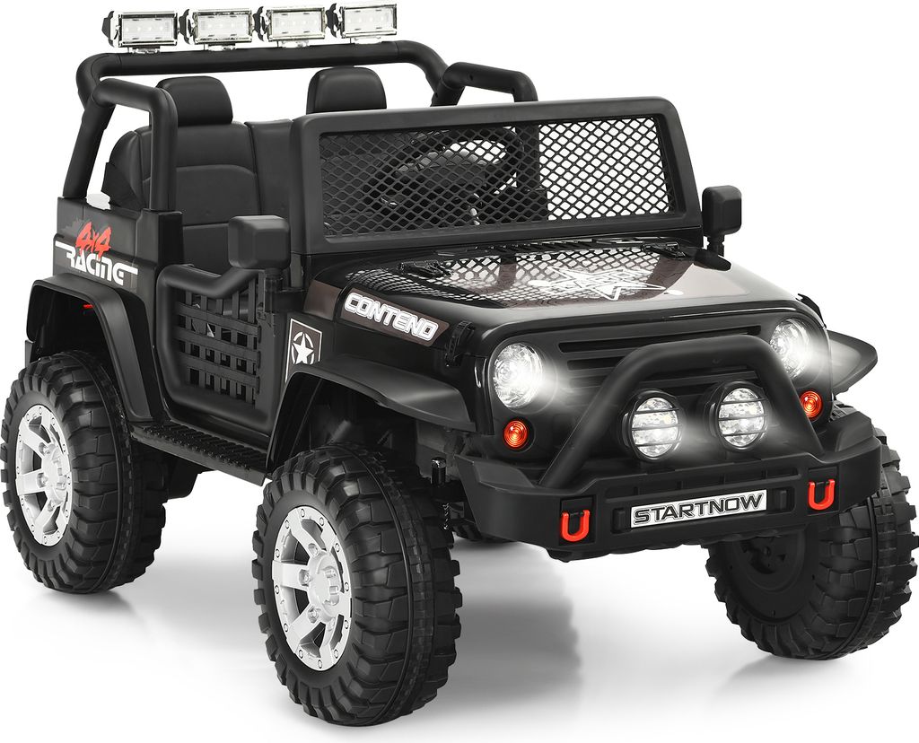 GOPLUS Elektroauto für Kinder, 12V Kinderauto mit Fernbedienung, Sanftanlauf, Hupe & Musik & USB & MP3, realistischer Truck ab 3 Jahren