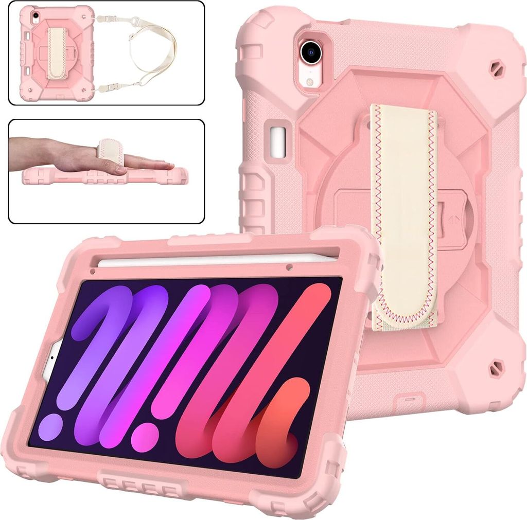 Tasche für iPad Pro 11/Air 5/4 mit Ständer und Schultergurt Pink