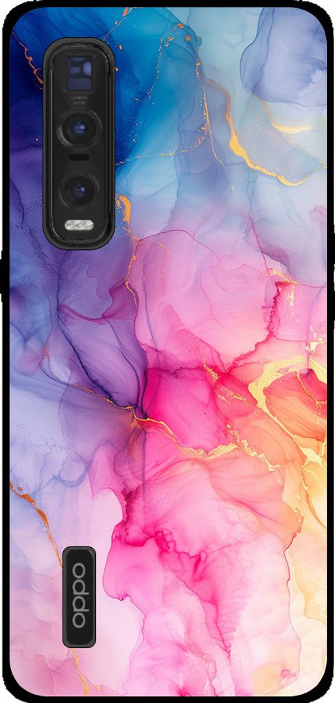 Smartphonica Telefon Fall geeignet für Oppo Find X2 Pro mit Marmor-Druck - TPU zurück Abdeckung Fall Marmor-Design - Regenbogen