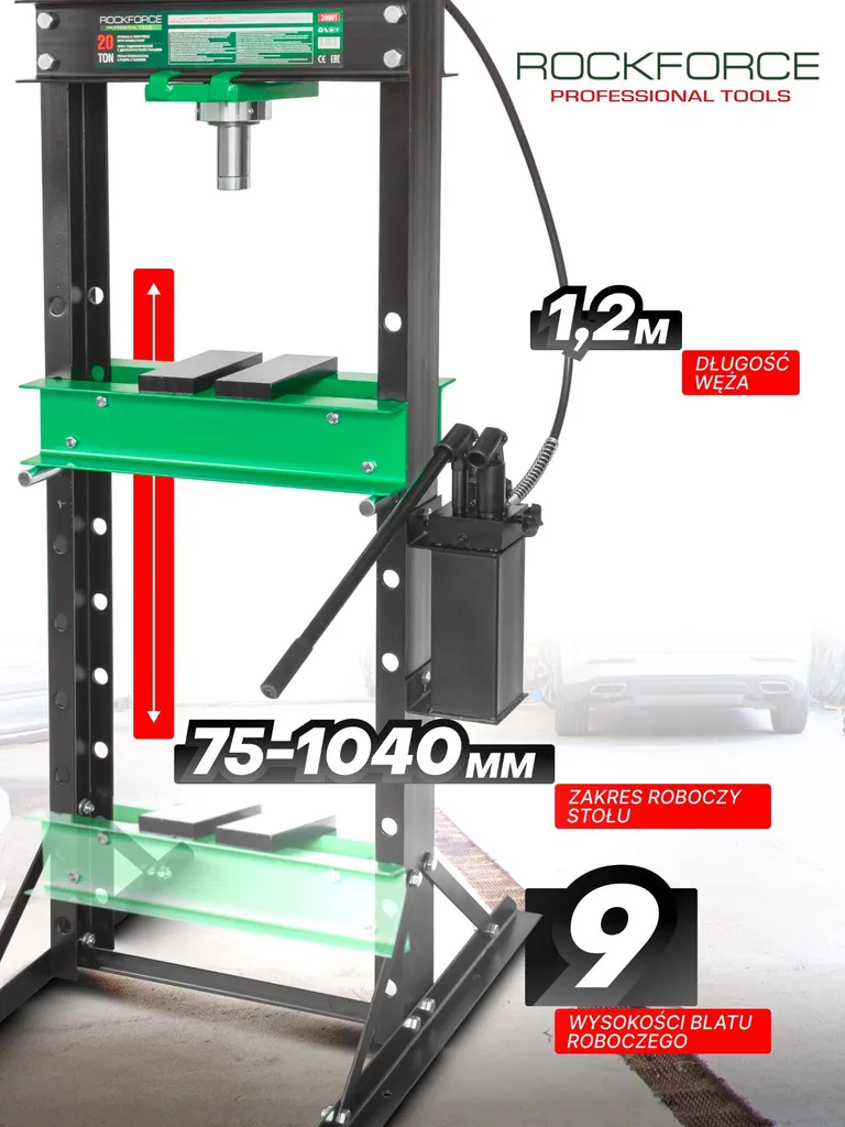 Presse hydraulique d'atelier 20T avec pompe manuelle pour garage