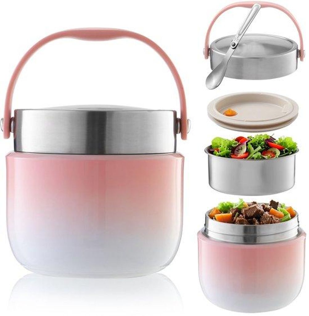 Thermische Lunchbox aus Edelstahl, groß, rote Farbe