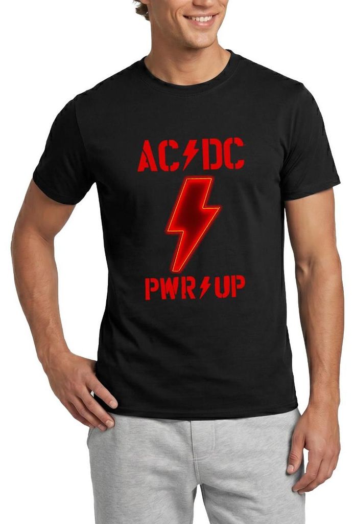 Spreadshirt AC/DC Power Up Tour Logo PWR/UP Mit Backprint Männer T-Shirt, S, Schwarz