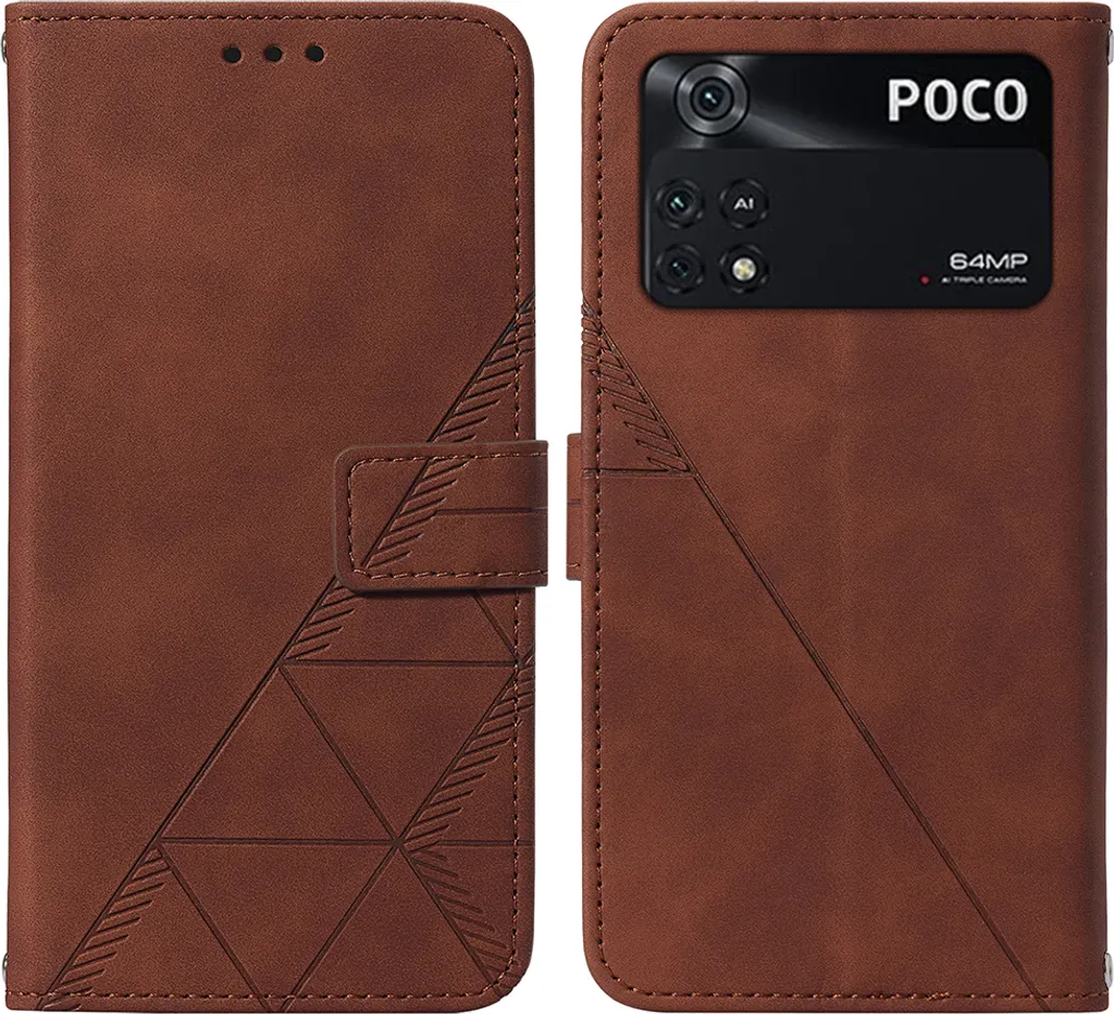 Cover Wallet Poco M4 Pro 4G Xiaomi Marrone con Porta Carte Business