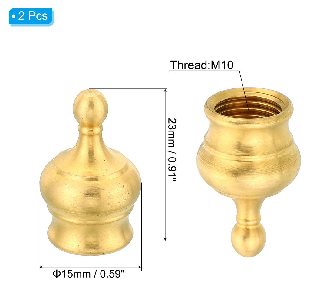 2Pack 15x23mm M10 Gewinde Lampe Endstš¹ck Kappe Knopf Messing Lampe Schatten Harfe Obere Schraube Kappen Dekoration Leuchtmittel fš¹r Tischlamp...