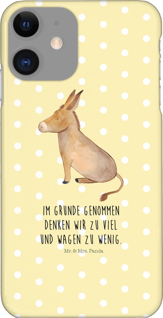 Mr. & Mrs. Panda Iphone 11 Handyhülle Esel - Gelb Pastell - Geschenk, Tapferkeit, Gute Laune, Handy Schutzhülle, Hülle, Zuversicht, Smartphone, ...