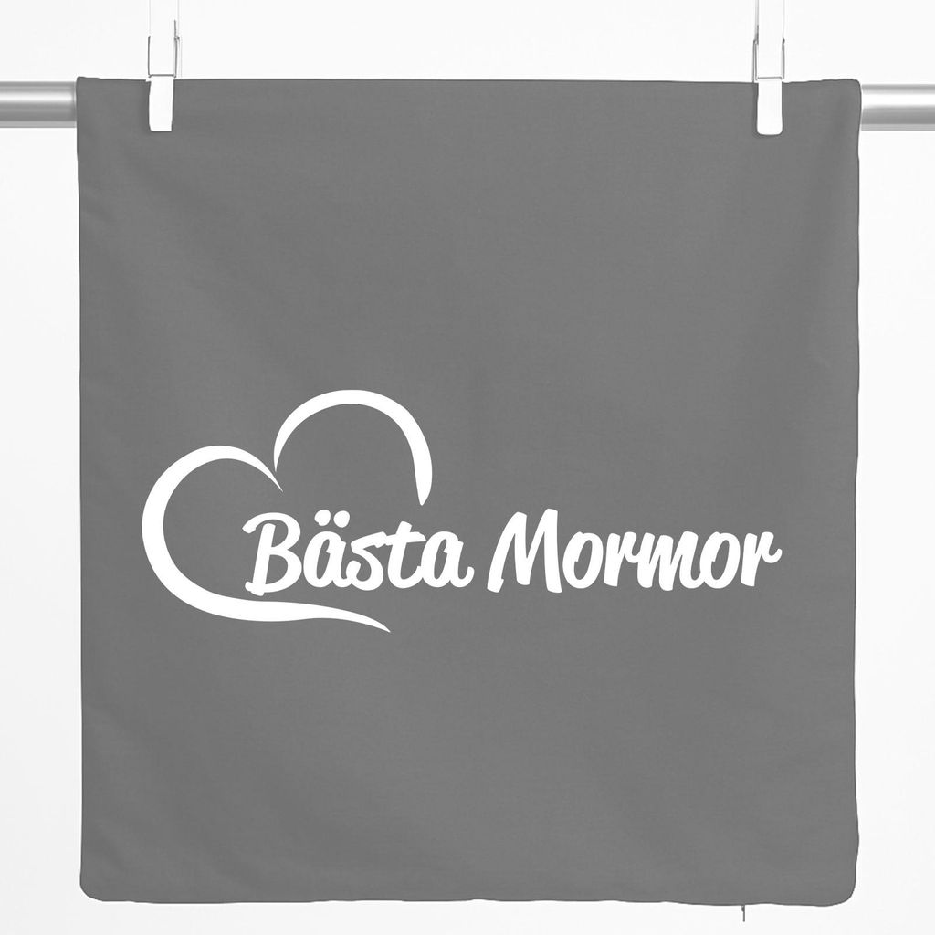 Huuraa Kissenbezug Bästa Mormor Hjärta 40x40cm Steel Grey Baumwolle Dekokissenbezug Geschenkidee