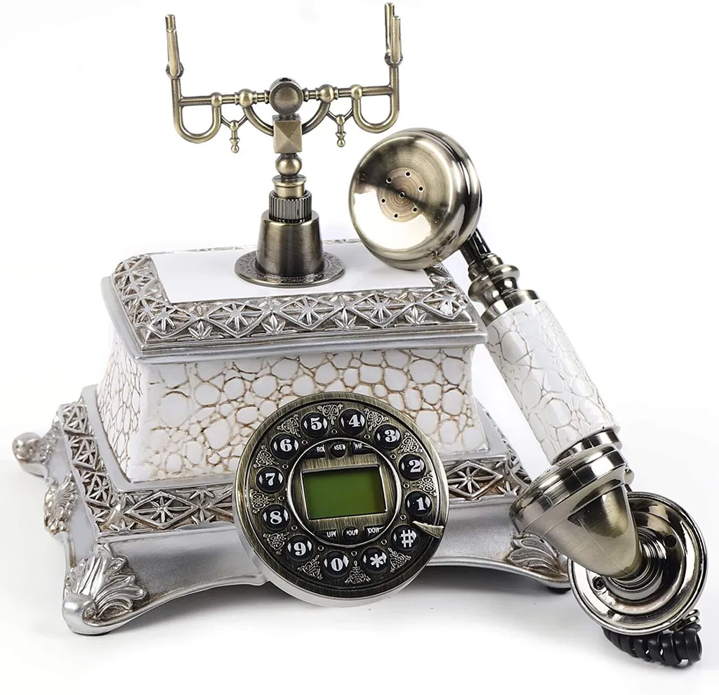 Téléphone nostalgique rétro avec cadran décoratif et sonnerie métal - 6