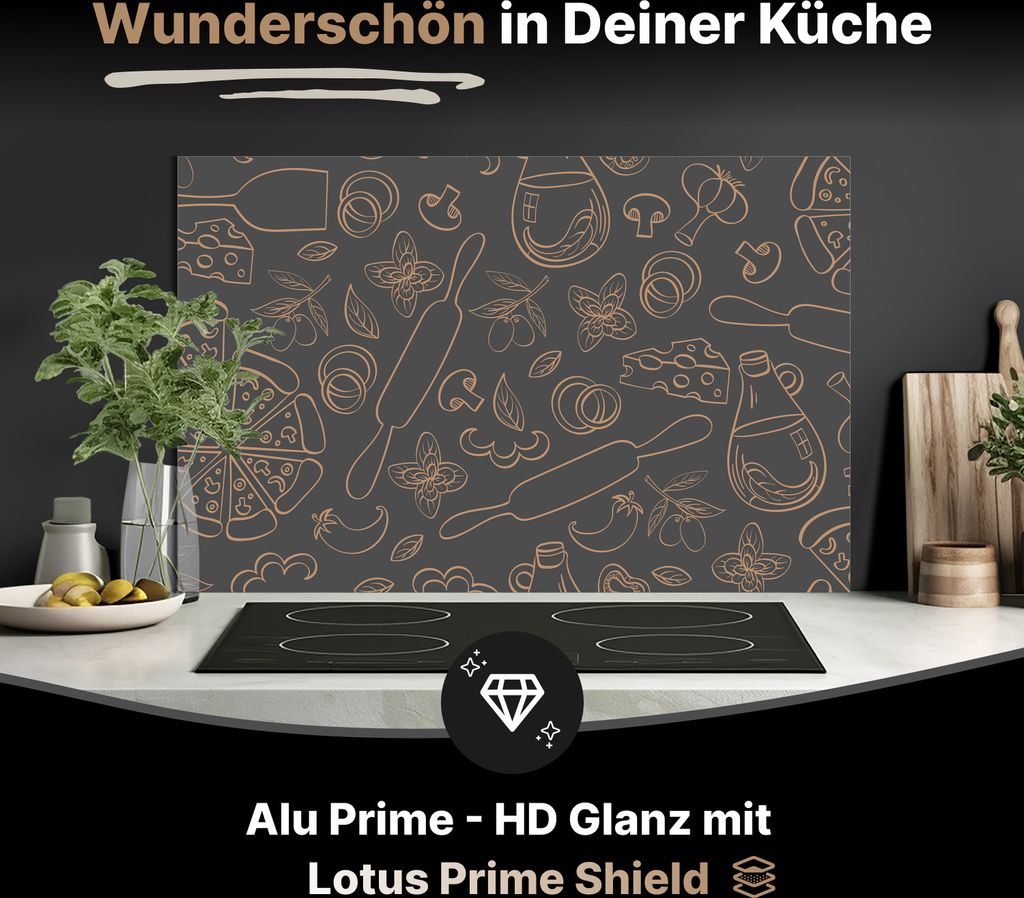 Spritzschutz Küchenrückwand aus Aluminiumverbund Glanz - 3mm - 125x40 cm - Backen & Kochen