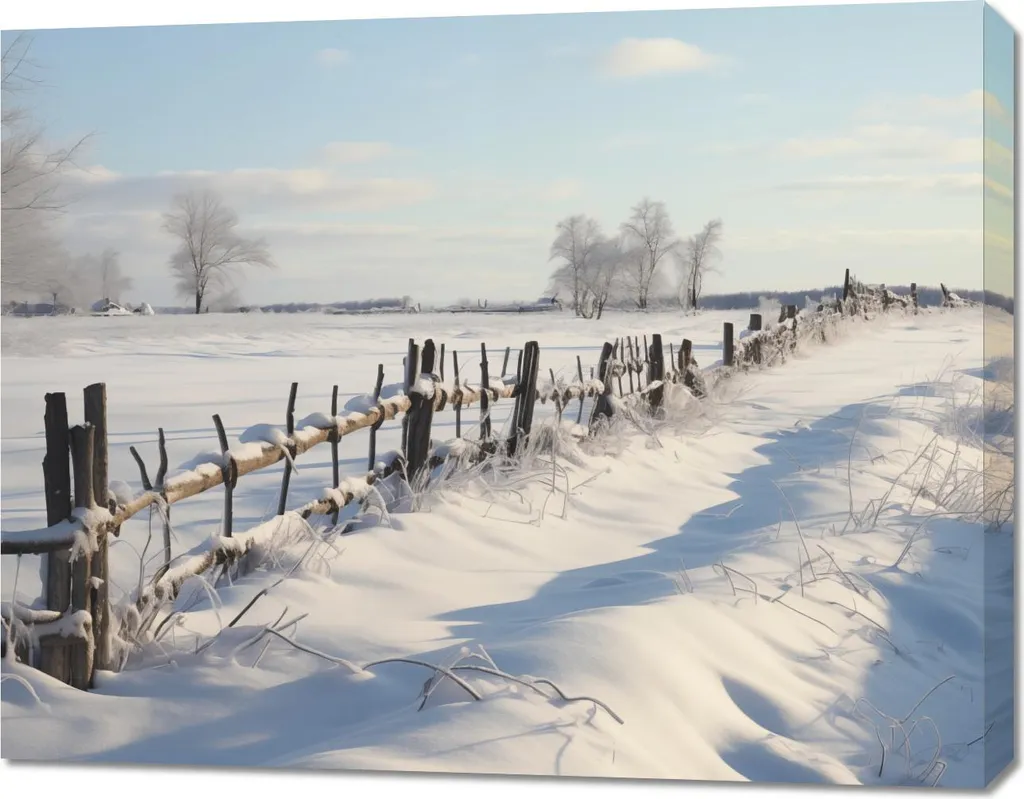 Image 90 x 70 cm Haute Définition Le calme du pays enneigé en Couleurs