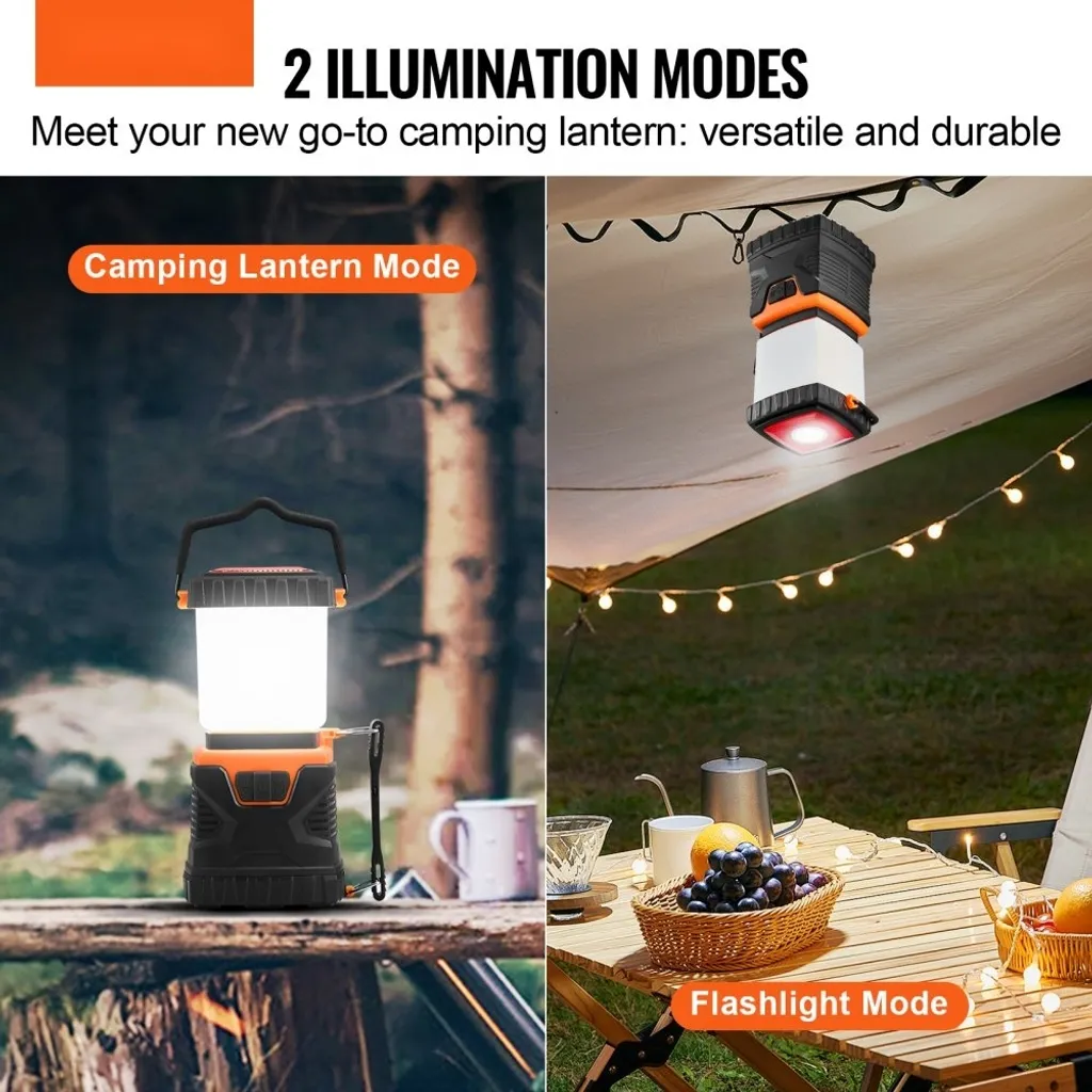 Lanterne camping LED durable 4 modes avec crochet de suspension ABS