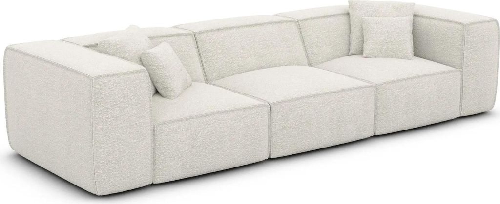 Bouclé 4-Sitzer Couch Arelia Weiß