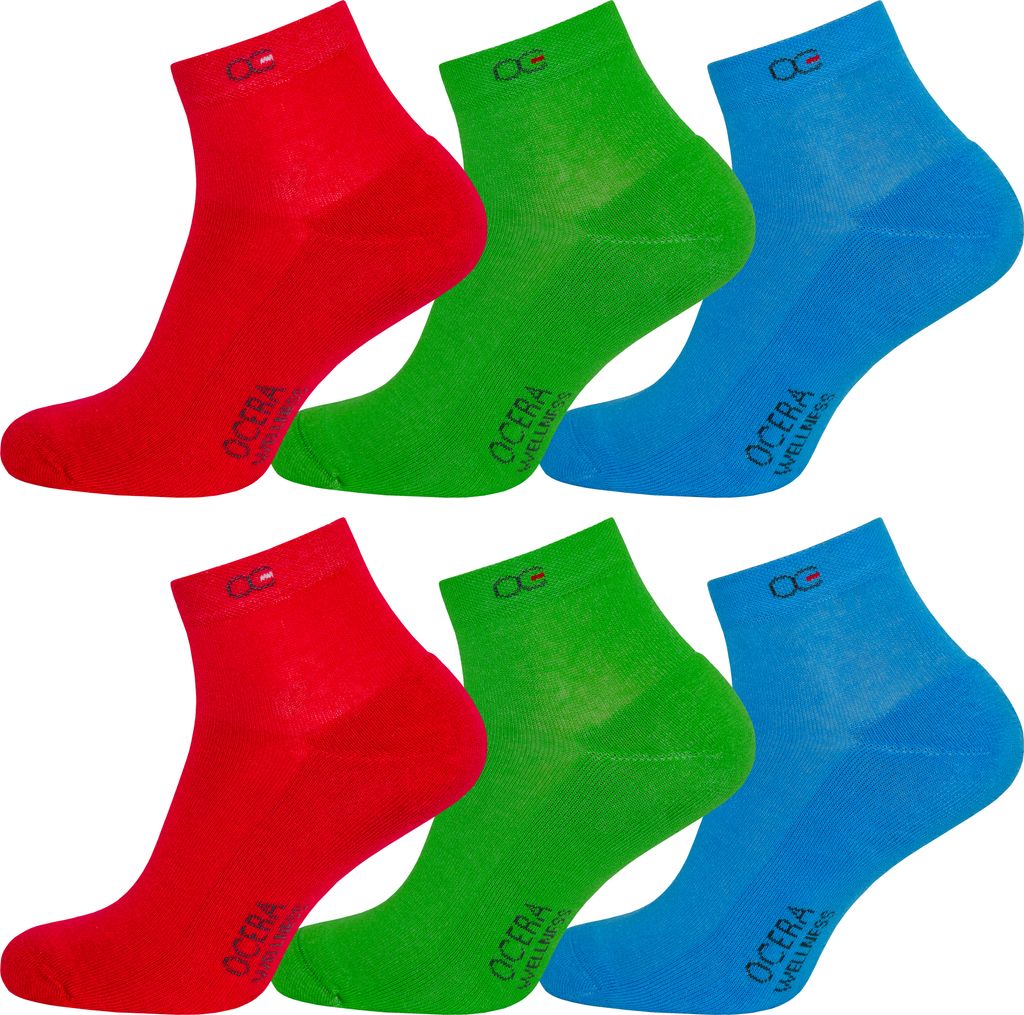 Wellness Kurzschaftt Frotteesohle, 6er,Uni, BlauRot Produktbild 