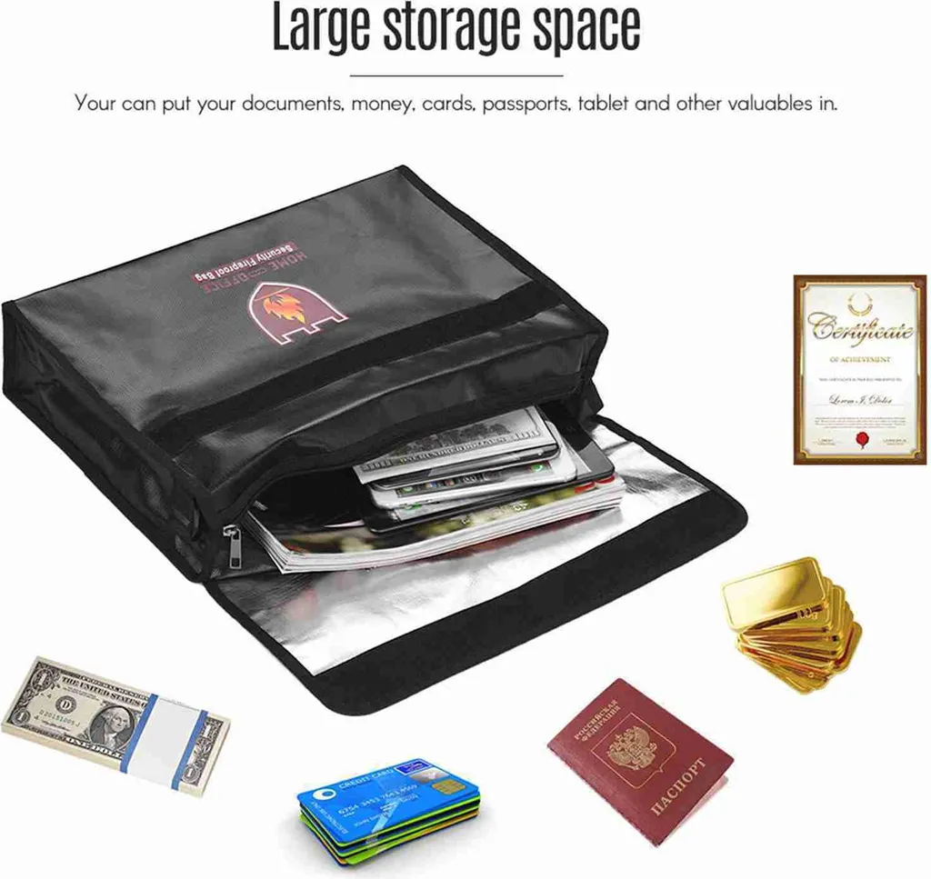 Sac à dossiers ignifugé noir haute protection pour documents format A4 - 2