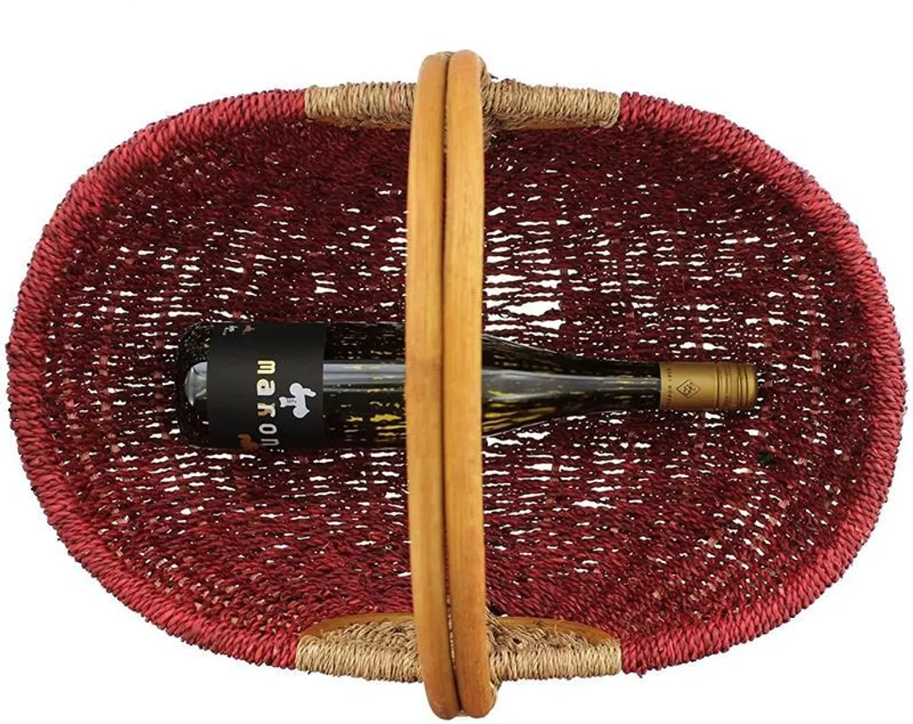 Panier de marché rouge en rotin pour vos courses et pique-nique chic - 5