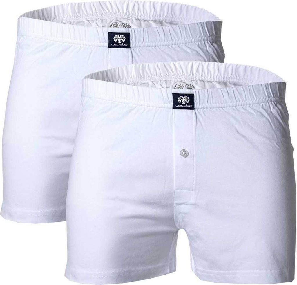 CECEBA Herren Shorts, 2er Pack - Boxershort, Basic, Baumwolle, M-8XL, einfarbig Weiß 6XL