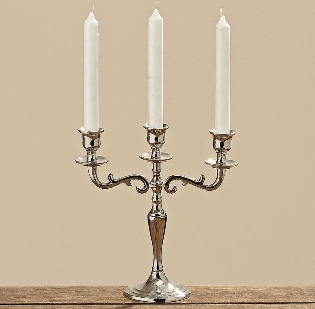 Boltze Kerzenständer Varas silber 3-flammig, Hähe 26 cm, Produktbild 2