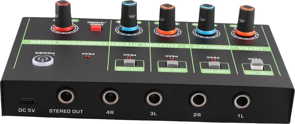 Mixer Audio 4 Canali Stereo/Mono: Ideale per Lezioni e Podcast