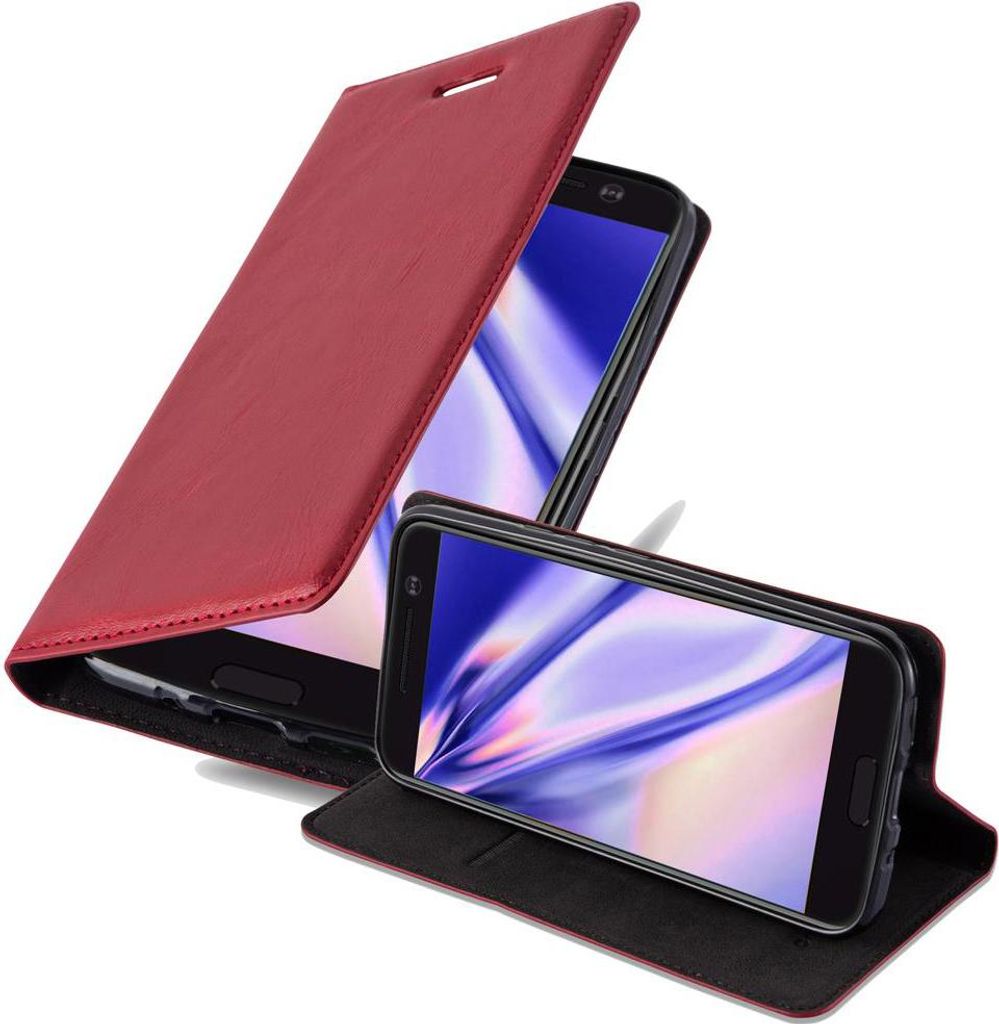 Cadorabo Hülle für HTC ONE M10 Schutz Hülle in Rot Handyhülle Etui Case Cover Magnetverschluss