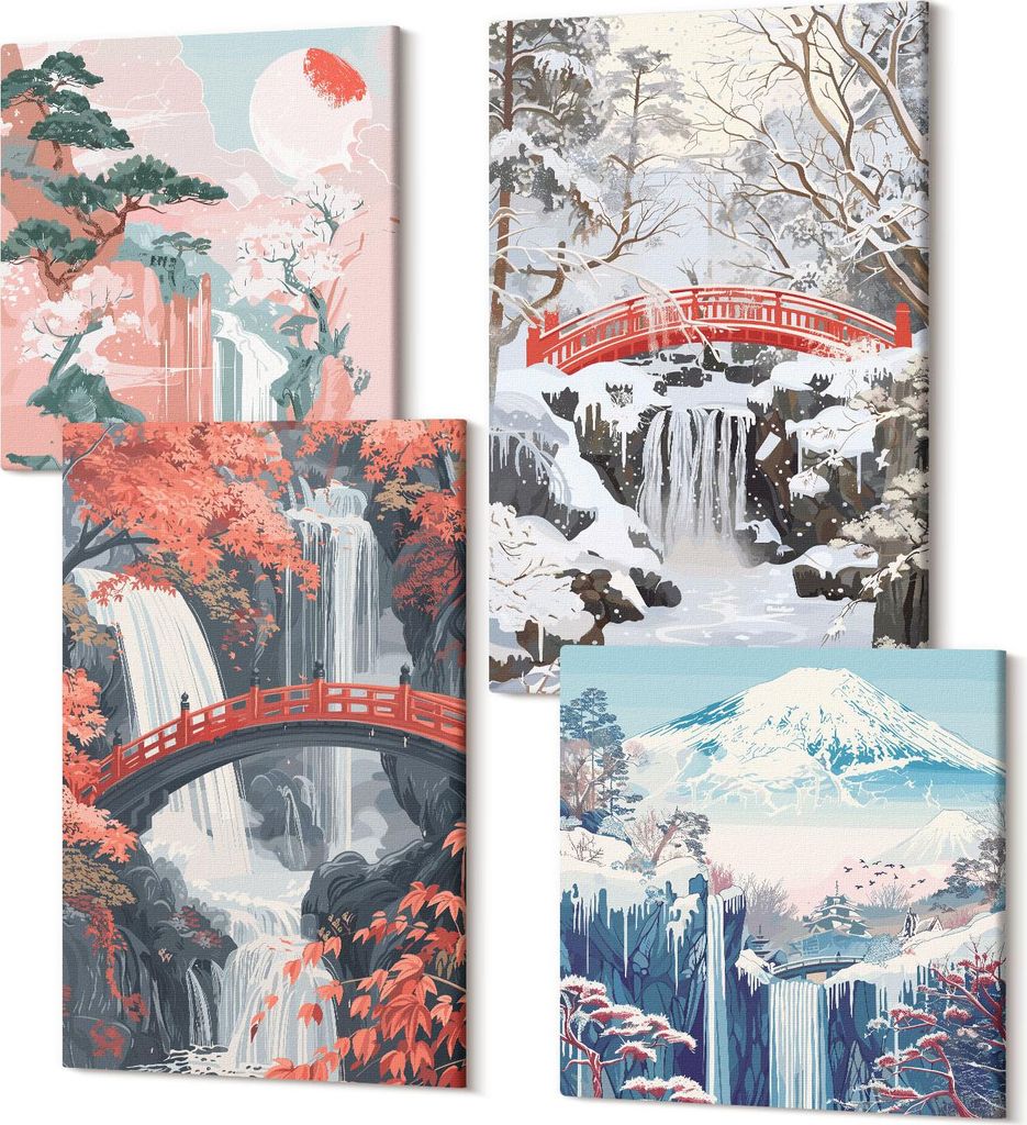 Wandbilder Leinwand 4-teilig – – Polycanvas Kunstdruck – Moderne Bilder für Wohnzimmer & Schlafzimmer – Aufhängefertig – 2x 40x40 cm + ...