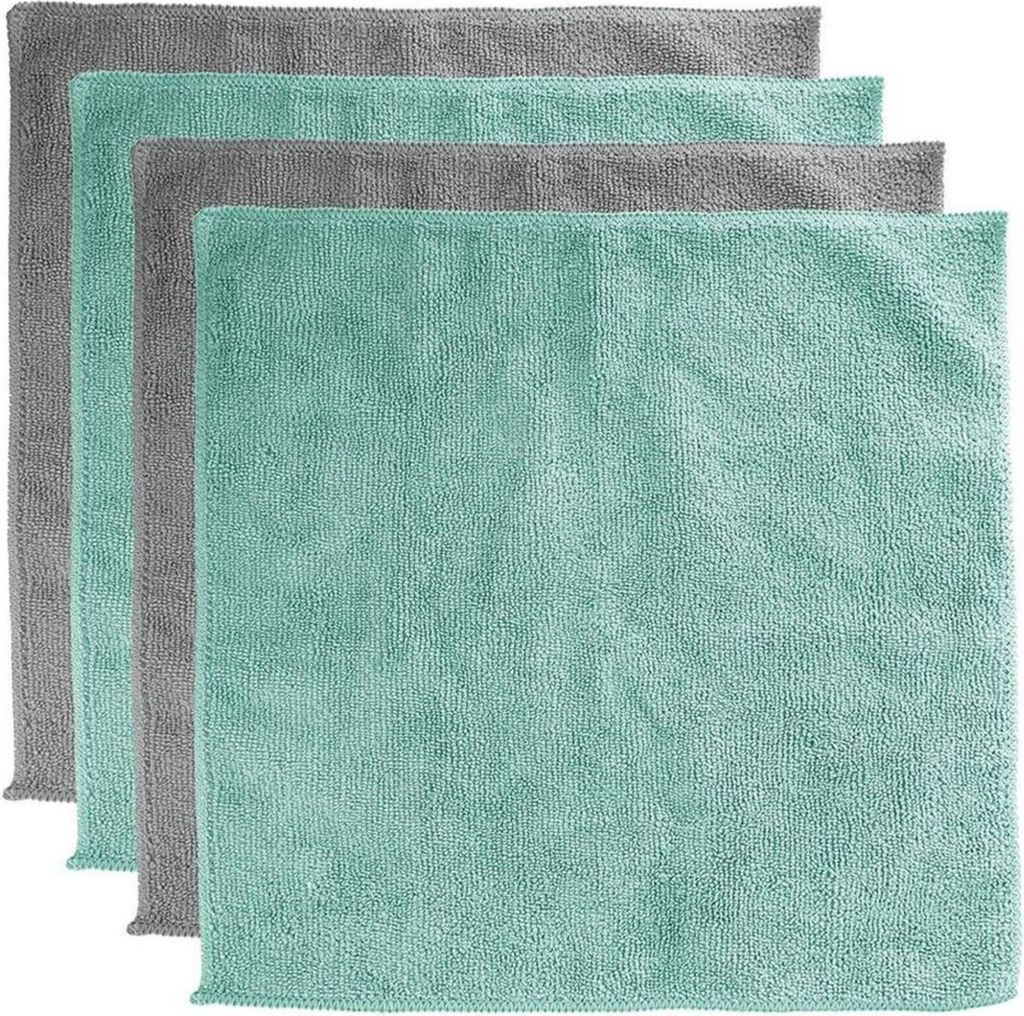 Orion | Küchentücher Set - Aus Mikrofaser - Grau Und Grün - 30 X 29 Cm - 4 Stück - Saugfähig