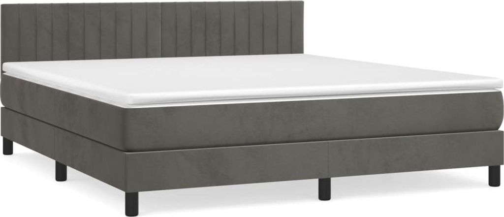 Boxspringbett mit Matratze Dunkelgrau 180x200 cm Samt