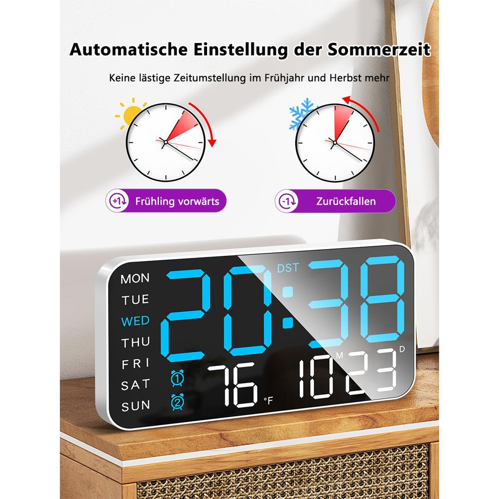 8,4'' Große Digitale Wanduhr, LED Wecker mit Großen Produktbild 5