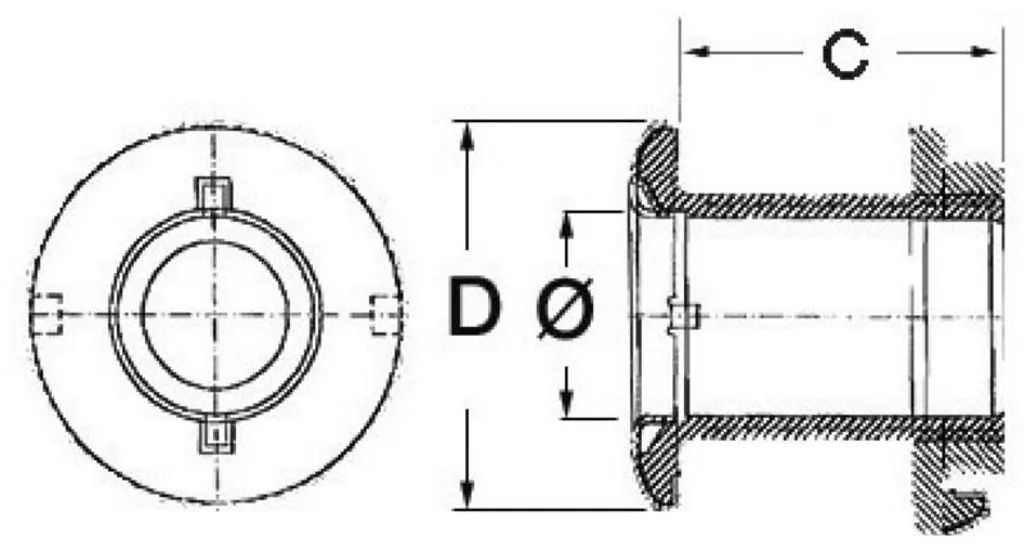 Évacuation de coque inox 316 1"1/2 x 112 mm pour système de pompage