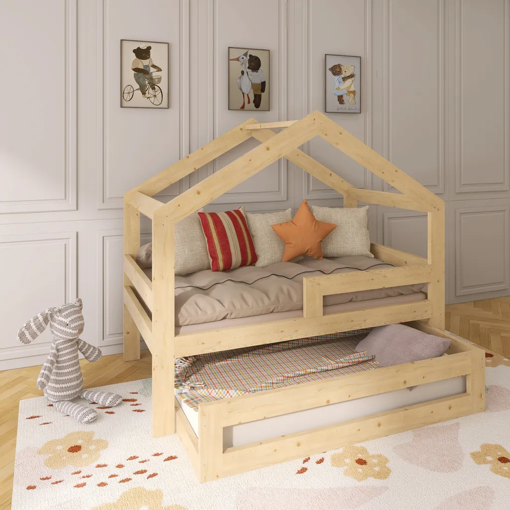 Lit bébé antichute avec lit d'appoint intégré - Solution gain de place
