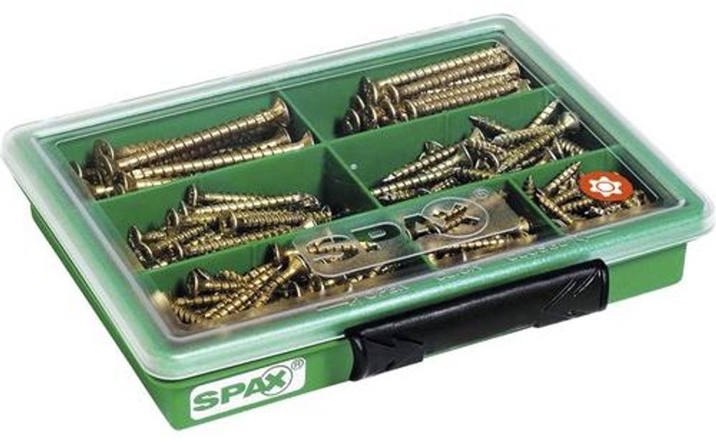 Zestaw śrub Spax mały z 7 rozmiarami, łeb stożkowy 245 szt Zdjęcie produktu 