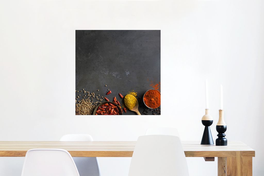 Poster - Gewürze auf schwarzem Hintergrund - 50x50 cm