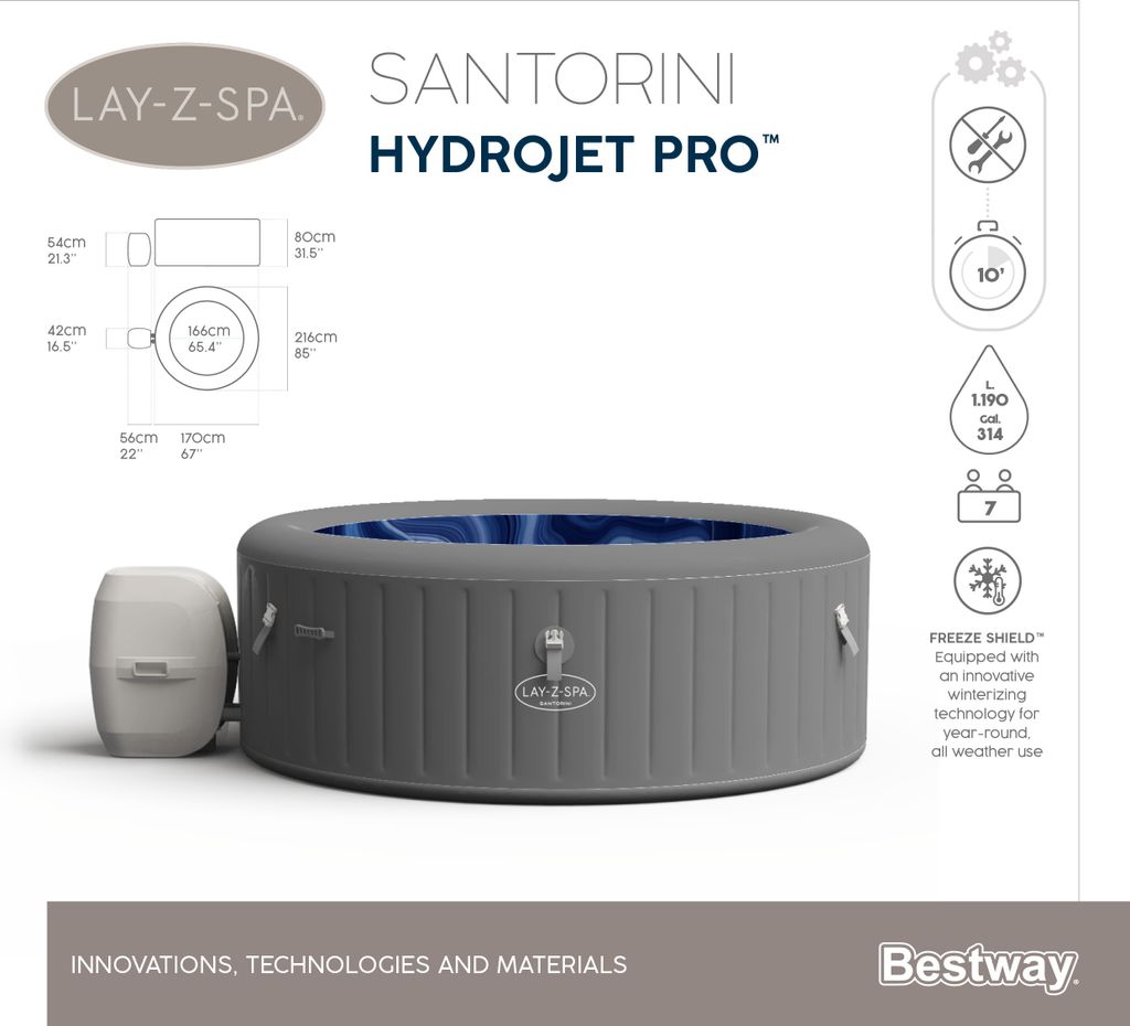 Santorini Lay-Z-Spa HydroJet Pro Garden Jacuzzi BESTWAY Obrázek produktu 38