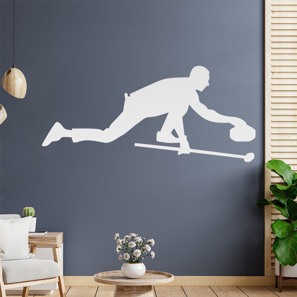 Curling Spieler Curlingspieler Wandtattoo Wandaufkleber Wall Sticker - Dekoration, Küche, Wohnzimmer, Schlafzimmer, Badezimmer