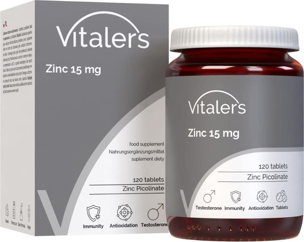 Vitaler's Zink 15 mg - 120 Tabletten, Vegan, 4 Monate Nahrungsergänzung, ohne Konservierungsstoffe, reine Zusammensetzung