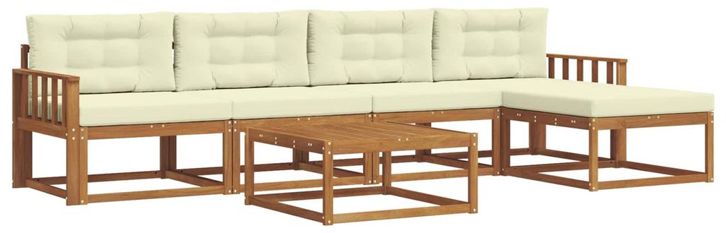 vidaXL Outdoor-Sofagarnitur mit Kissen 6 pcs Natur und Creme