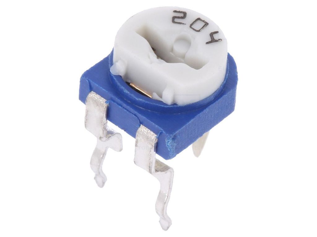 Trimmpotentiometer, 1-Drehung, liegend, 200kΩ, 100mW