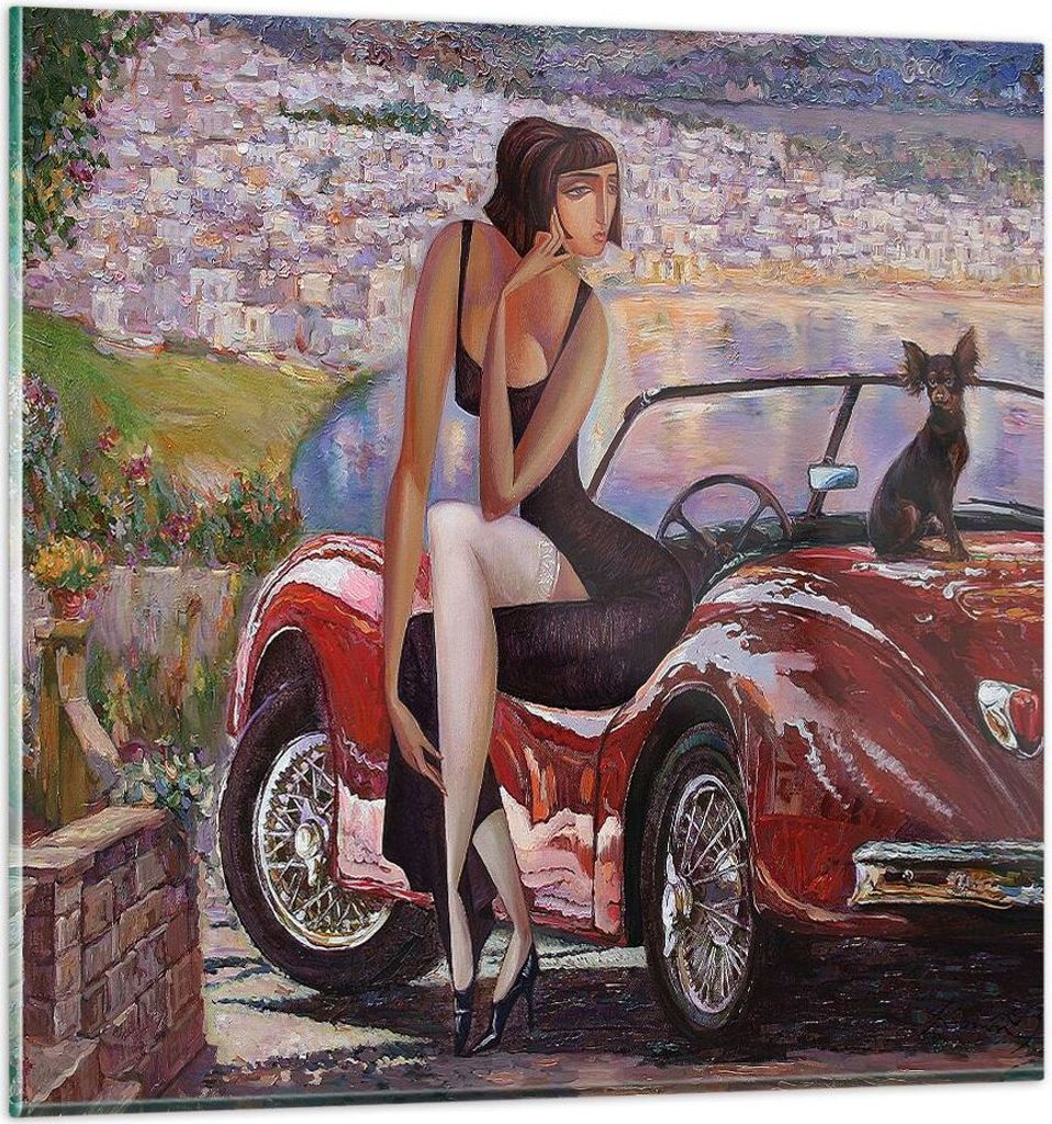 Bilder auf glas - frau modern - 60x60cm - Glasbilder - Wandbilder - Bilder - Kunstdruck - zum Aufhängen bereit - Wanddekoration aus Glas - Glas Bi...