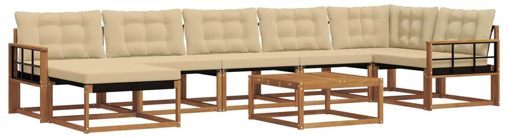 vidaXL Outdoor-Sofagarnitur 22 pcs Natur und Beige Massivholz Akazie