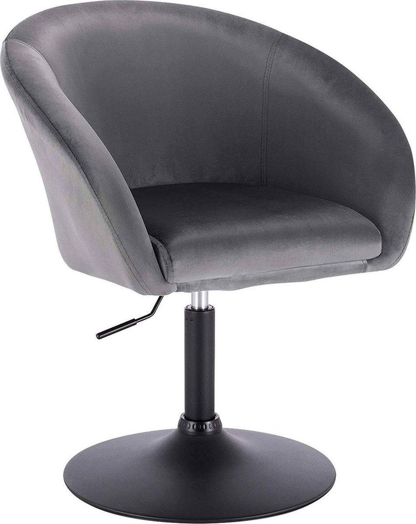 Barkhocker – Industrial – Dunkelgrau – Samt – Höhenverstellbar – Mit Rückenlehne – Sitzhöhe 44–57cm – 1 Stück