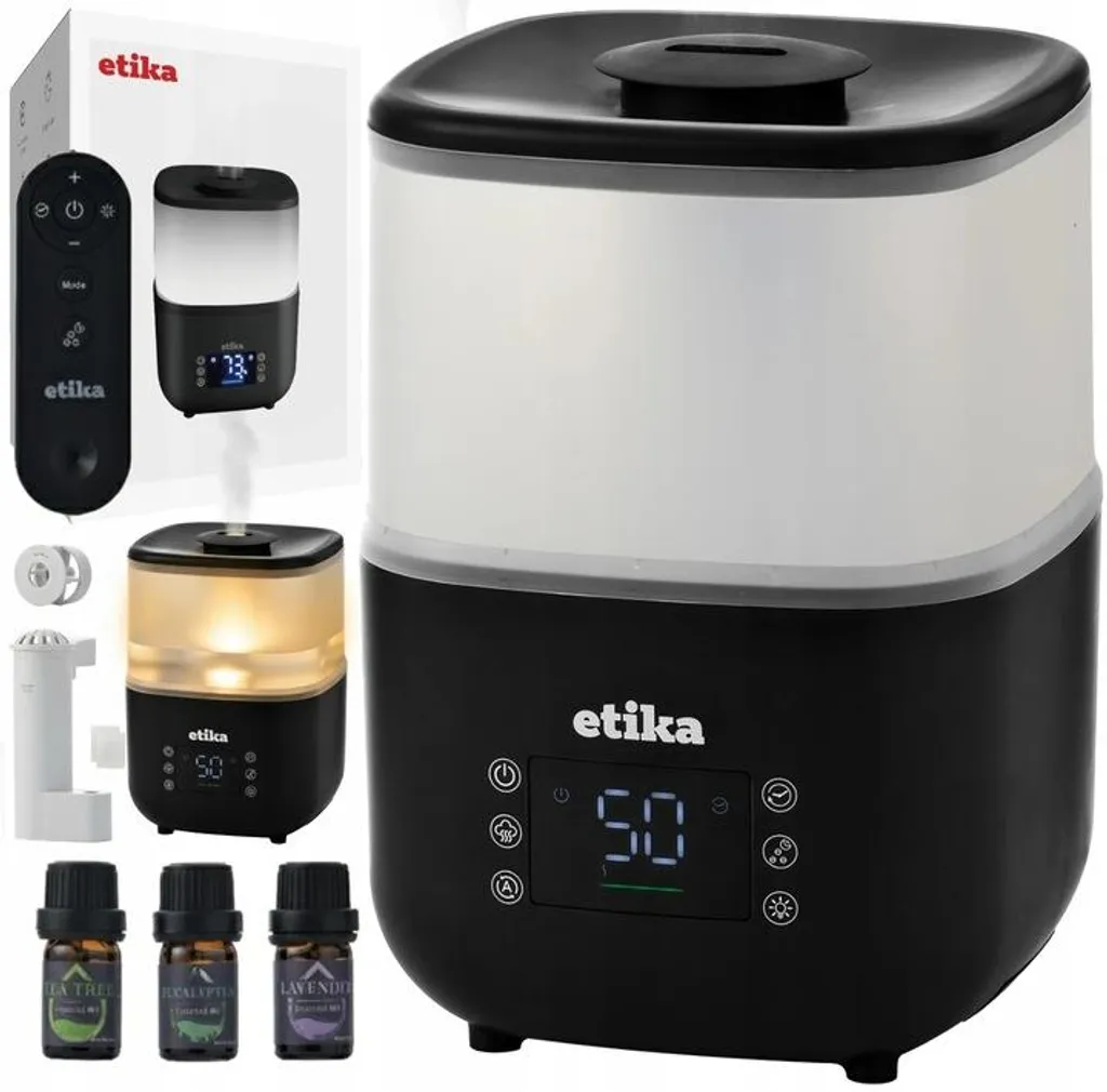Humidificateur 3 en 1 4L avec Hygromètre et Ioniseur - Modèle Noir H40