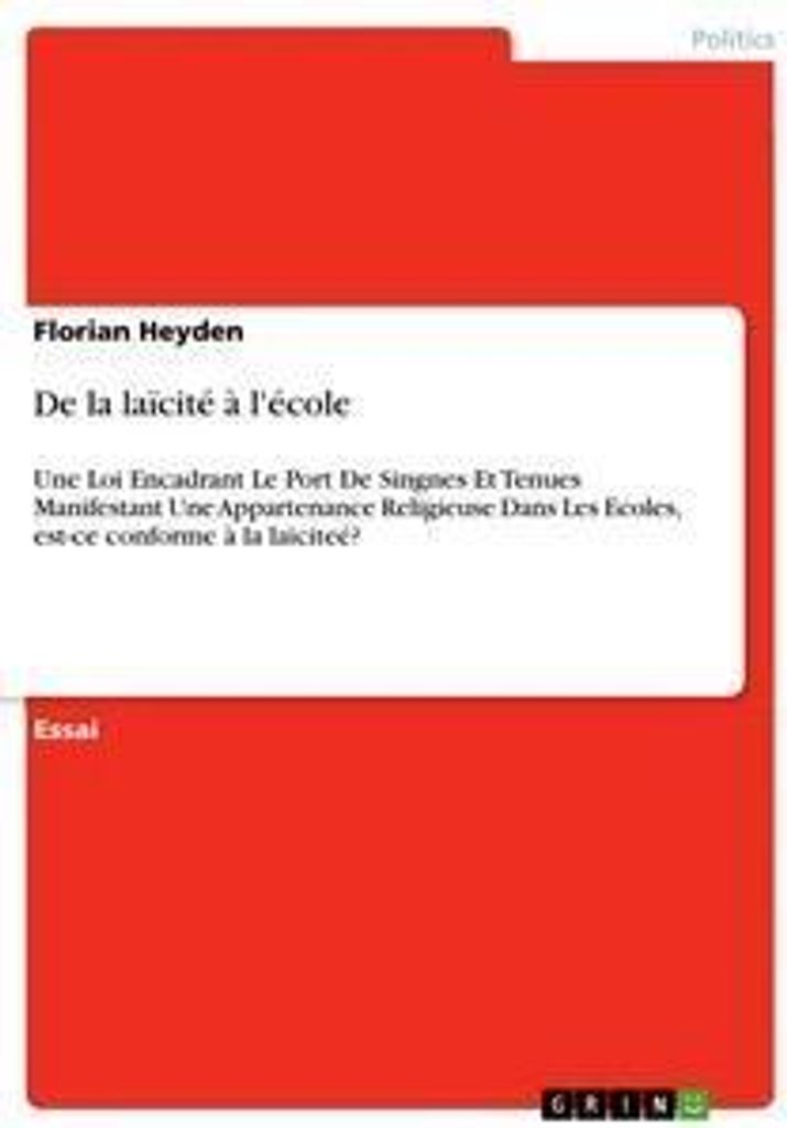 De la laïcité à l'école