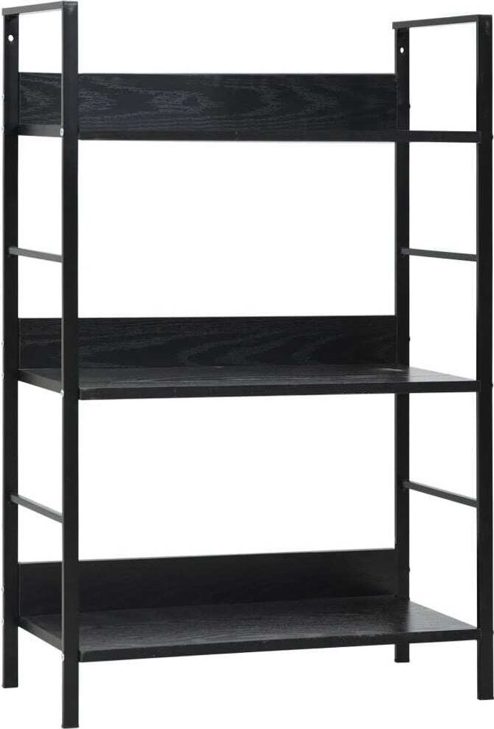 vidaXL Bücherregal 3 Regalböden Schwarz 60×27,6×90,5 cm Holzwerkstoff - Standregal - Metallregal - Bücherregal - Lagerregal
