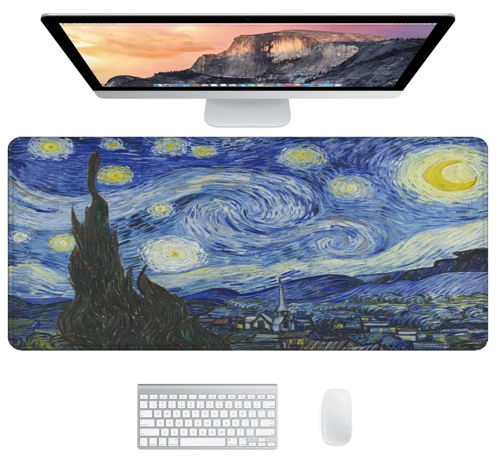 Tapis de souris gaming XXL Nuit Étoilée - Grand format 900x400mm bleu