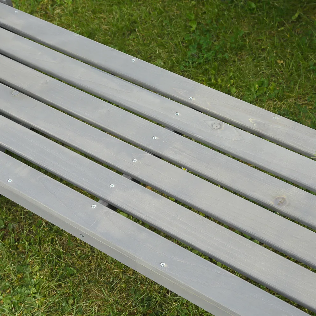 Banc de Jardin en Bois Gris avec Double Bac à Fleurs Design et Robuste