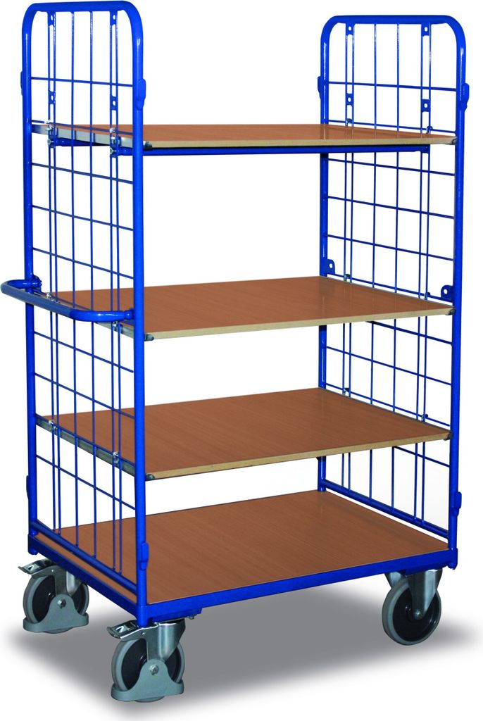 Etagenwagen, 2 Gitterwände, 4 Ladeflächen LxB 1000x600 mm, Produktbild 