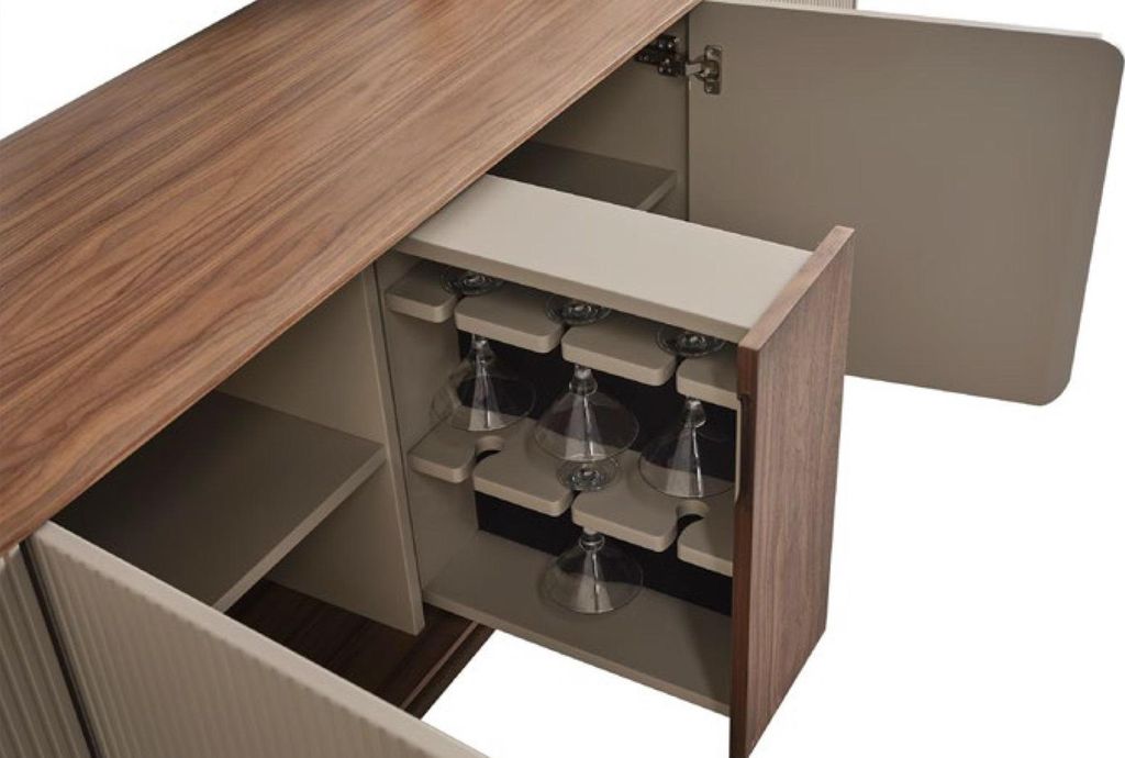 Spiegel Sideboard Kommoden Holz Garnitur Set Kommode Wohnzimmer Beige