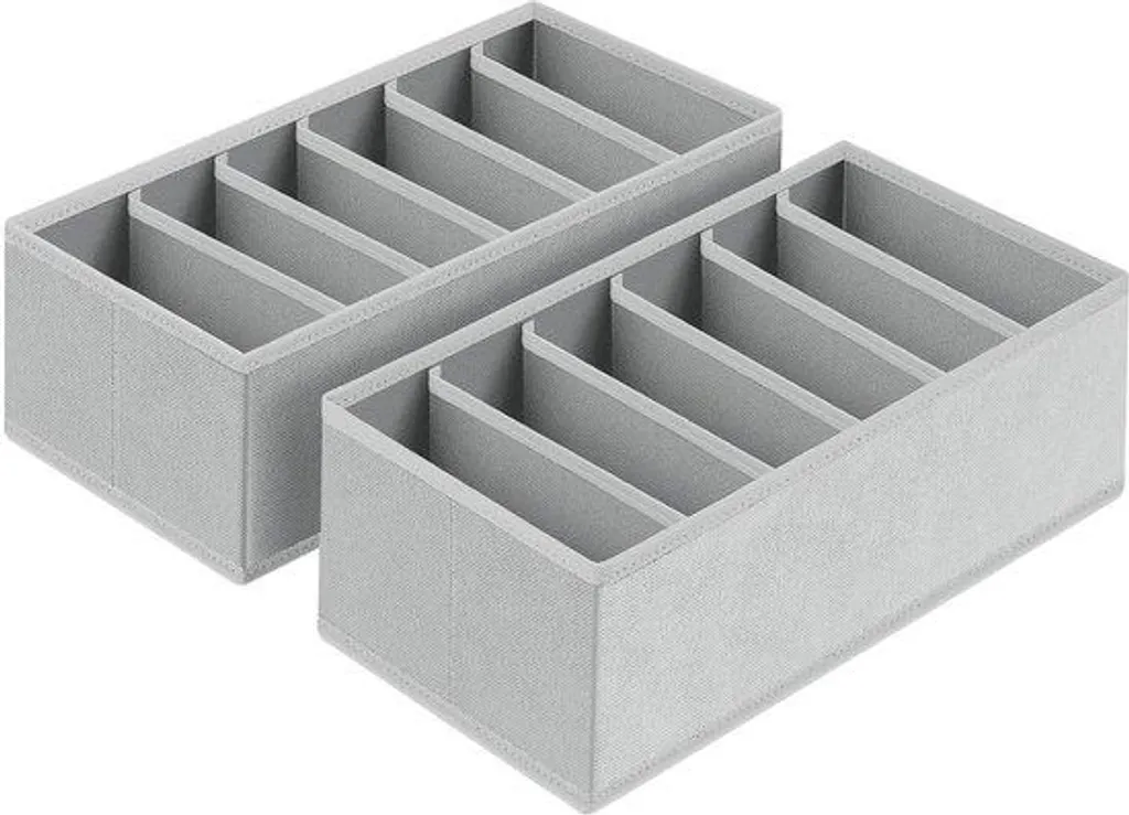 Lot de rangements en tissu gris clair 30x15x9 cm pour sous-vêtements