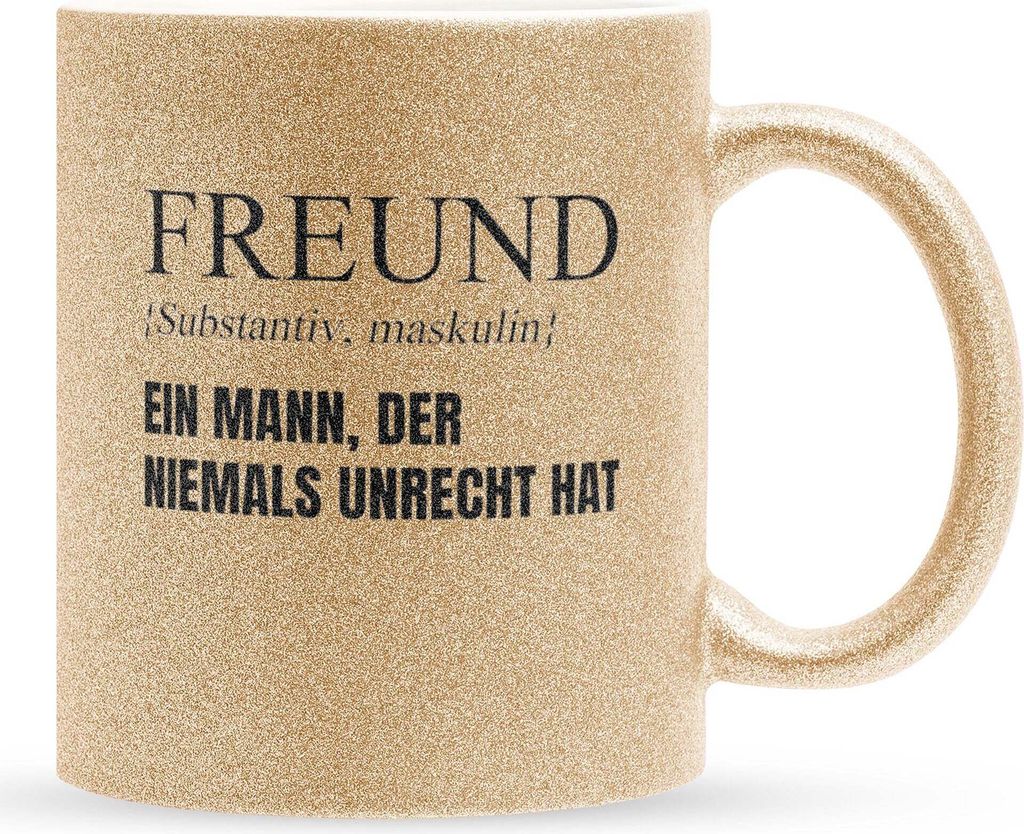 22Feels Glitzertasse Gold Freund Geschenk Jahrestag für Ihn Valentinstag Männer 1 Jahr Weihnachten Geburtstag Beziehung Liebe Paar Kaffeetasse Ha...